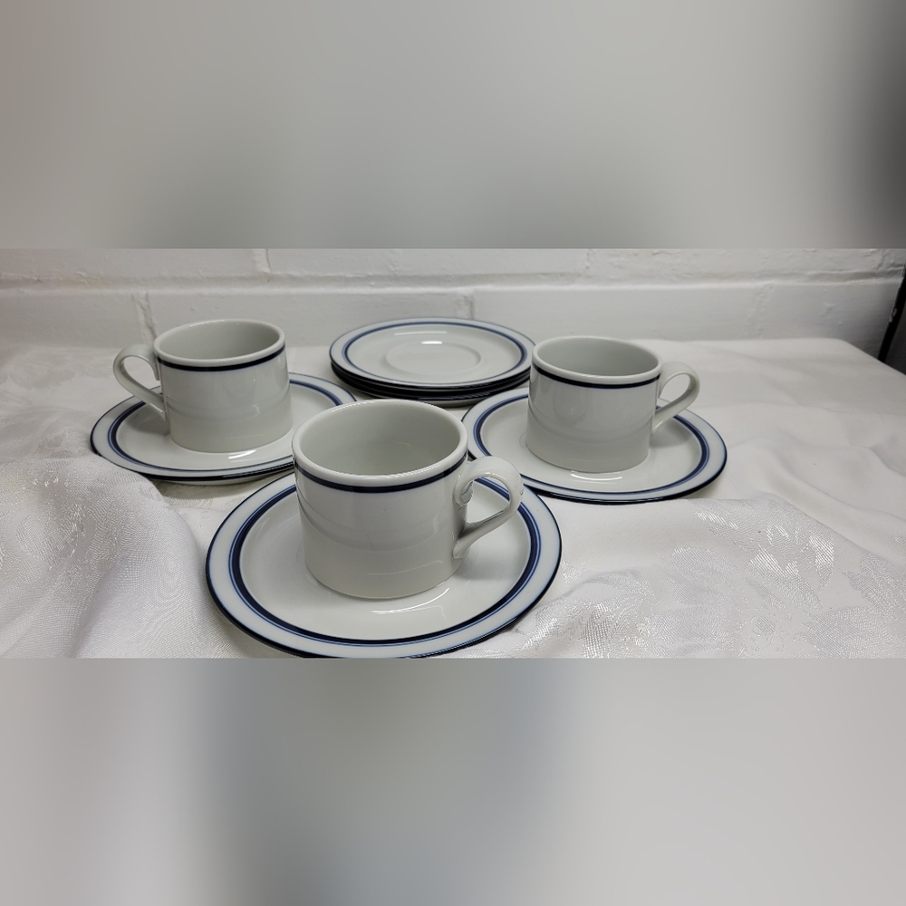 Dansk Bistro White and Blue Dinnerware Set - Picture 2 of 5